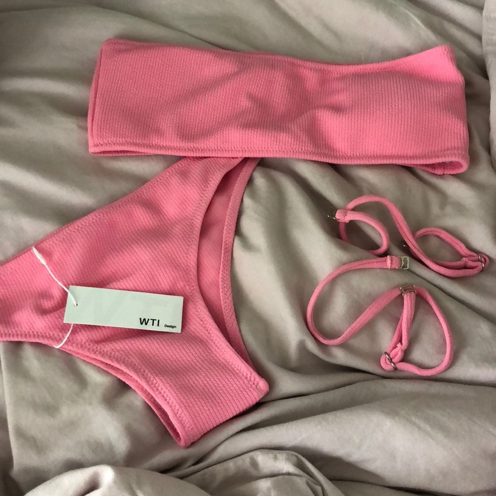 pink bandeau bikini set